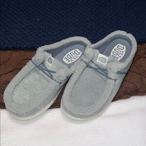 Hey Dude Cozy Sherpa Slip-On Slippers in Light Blue